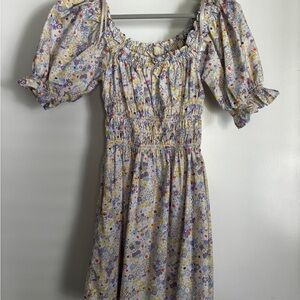 Levi's Lavender Floral Puff-Sleeve Midi Dress
